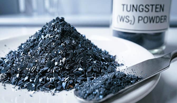 Tungsten disulfide WS2 powder for low friction solid lubricant.